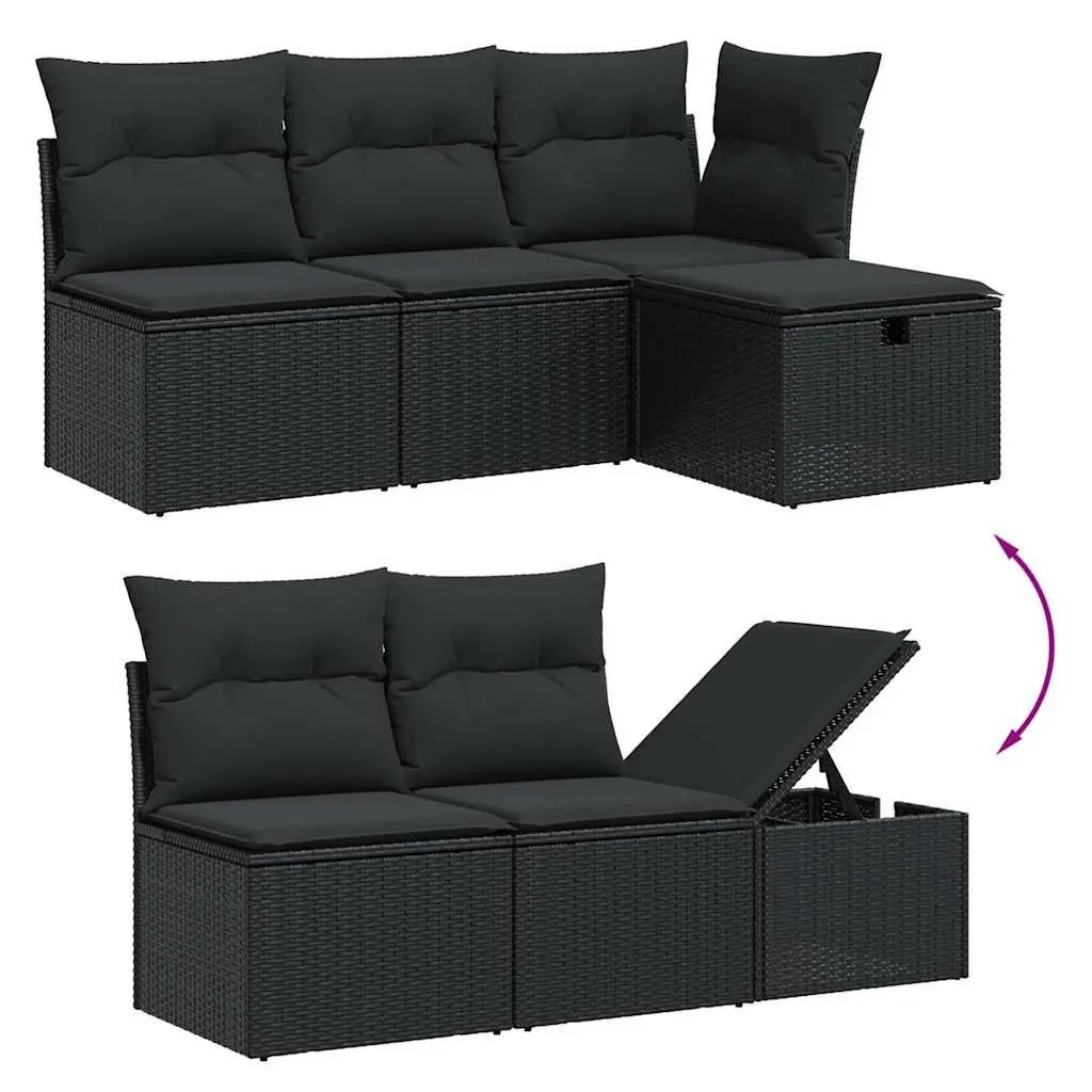 7 Piece Garden Sofa Set Outdoor Furniture Patio Poly Rattan Black Modular