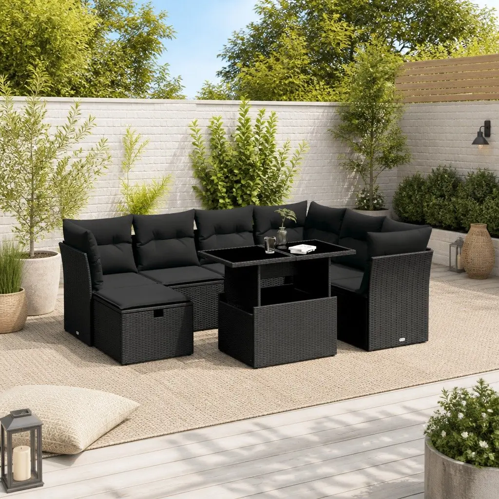 8 Piece Outdoor Sofa Set Black