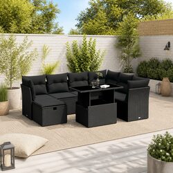 Garden Sofa Set 8 Piece Outdoor Furniture Patio Lounge with Cushions Black
