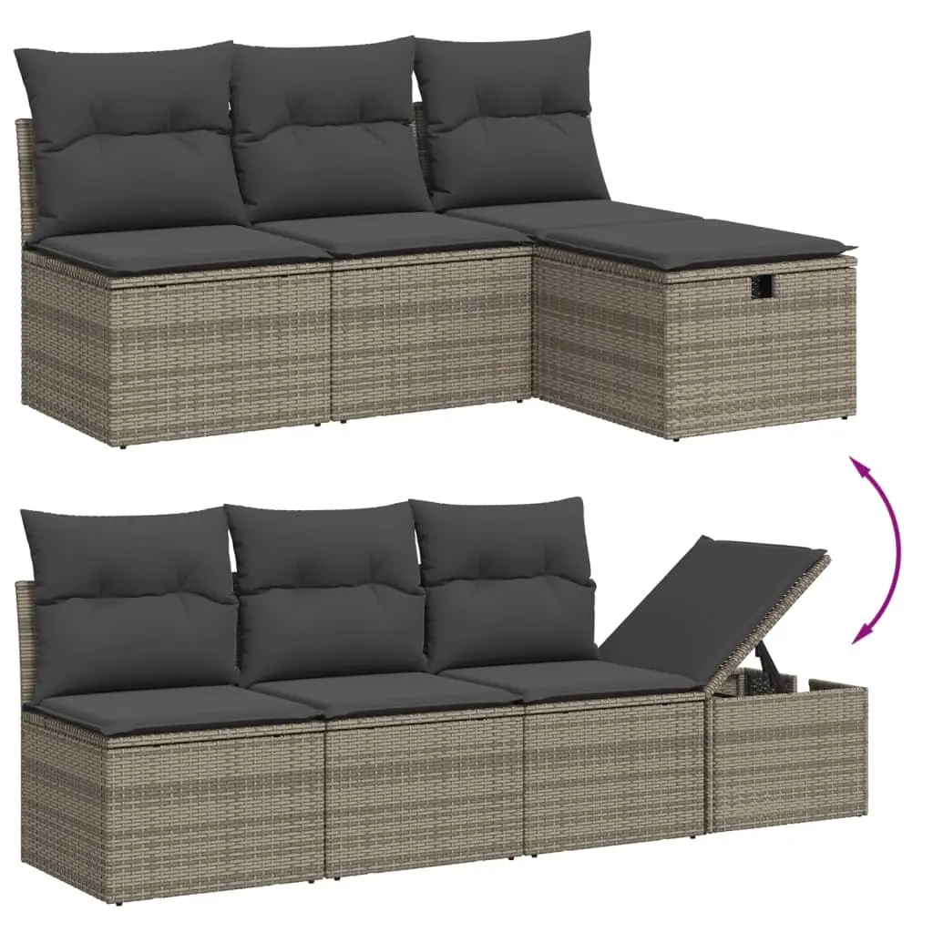 Garden Sofa Set 8 Piece Outdoor Furniture Patio Lounge Grey Poly Rattan Modular