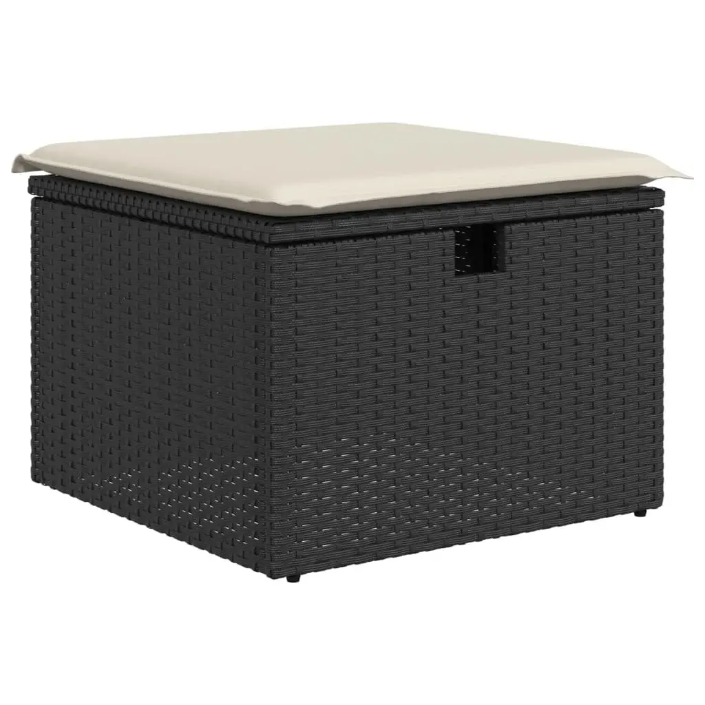 Garden Sofa Set 9 Piece Outdoor Furniture Black Poly Rattan Modular Patio