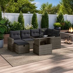 7 Piece Garden Sofa Set in Grey - Comfort Meets Value