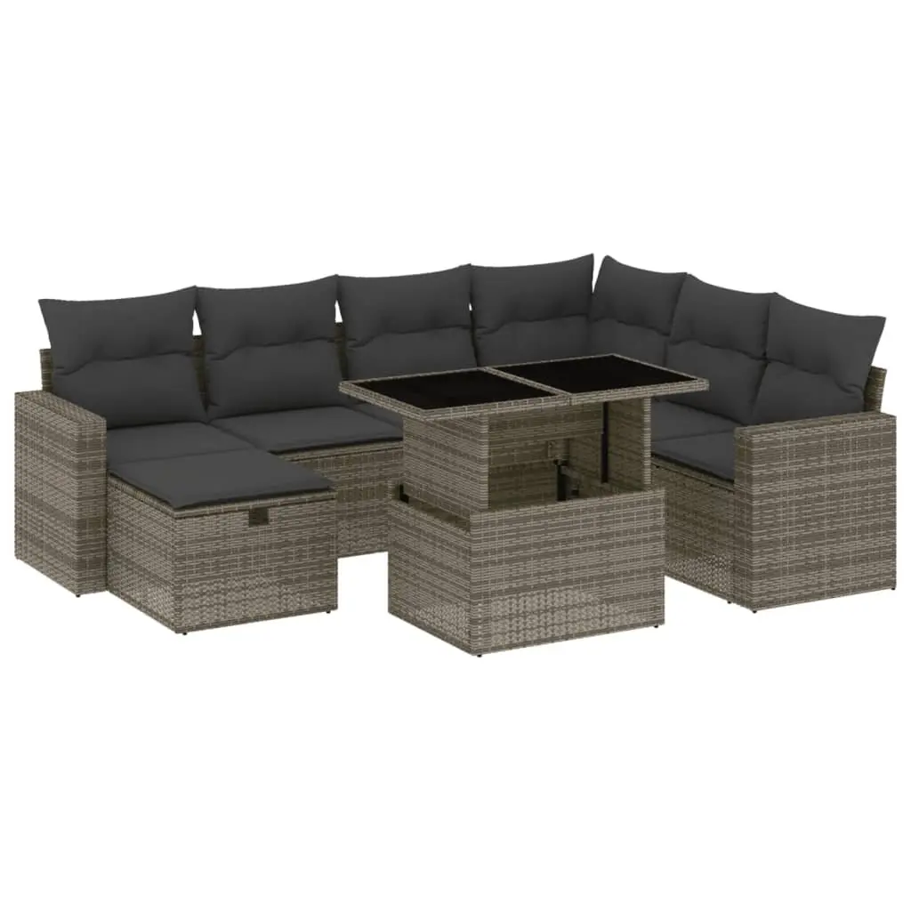 Garden Sofa Set 8 Piece Outdoor Furniture Patio Grey Poly Rattan Modular
