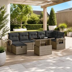 Comfortable 8-Piece Garden Sofa Set in Grey