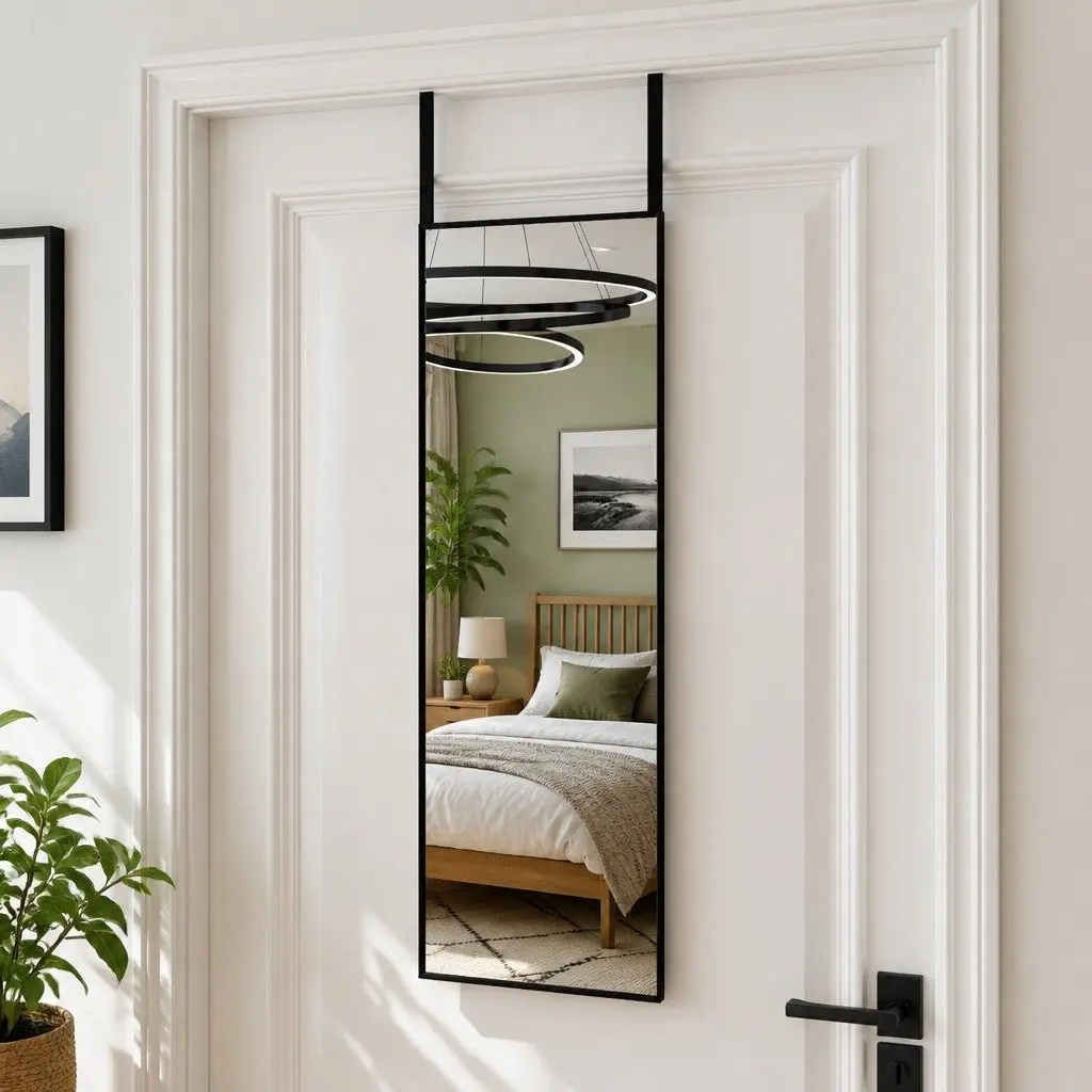 Door Mirror Black 30x80 cm Wall Mounted Hanging Dressing Glass