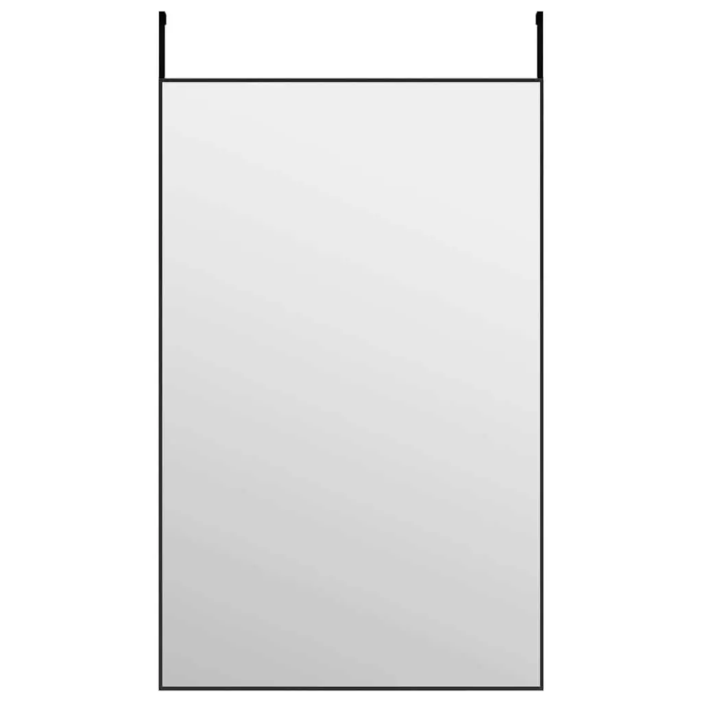 Door Mirror Black 50x80 cm Wall Mounted Dressing Glass Aluminium Frame