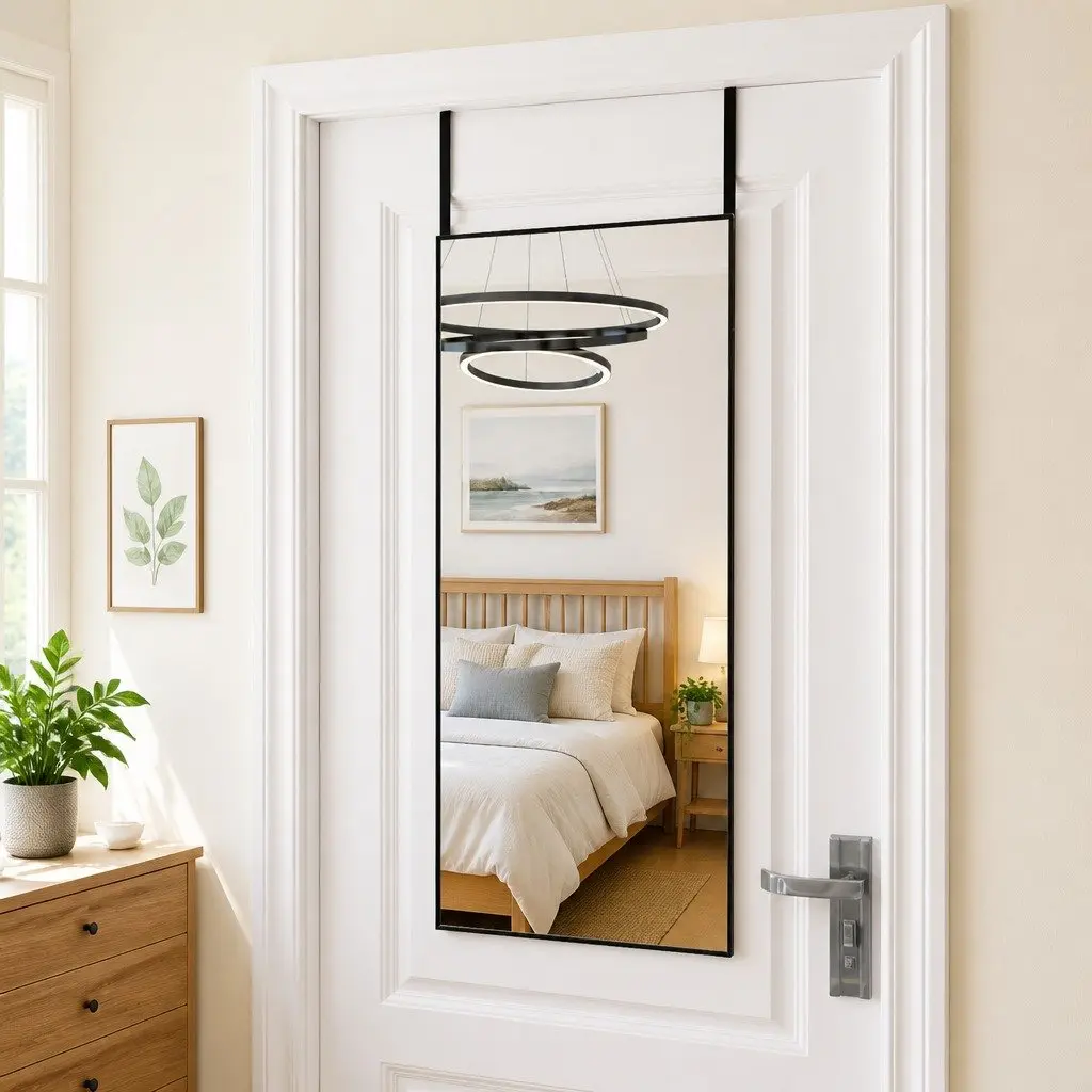 Door Mirror Black 50x100 cm Wall Mounted Dressing Mirror
