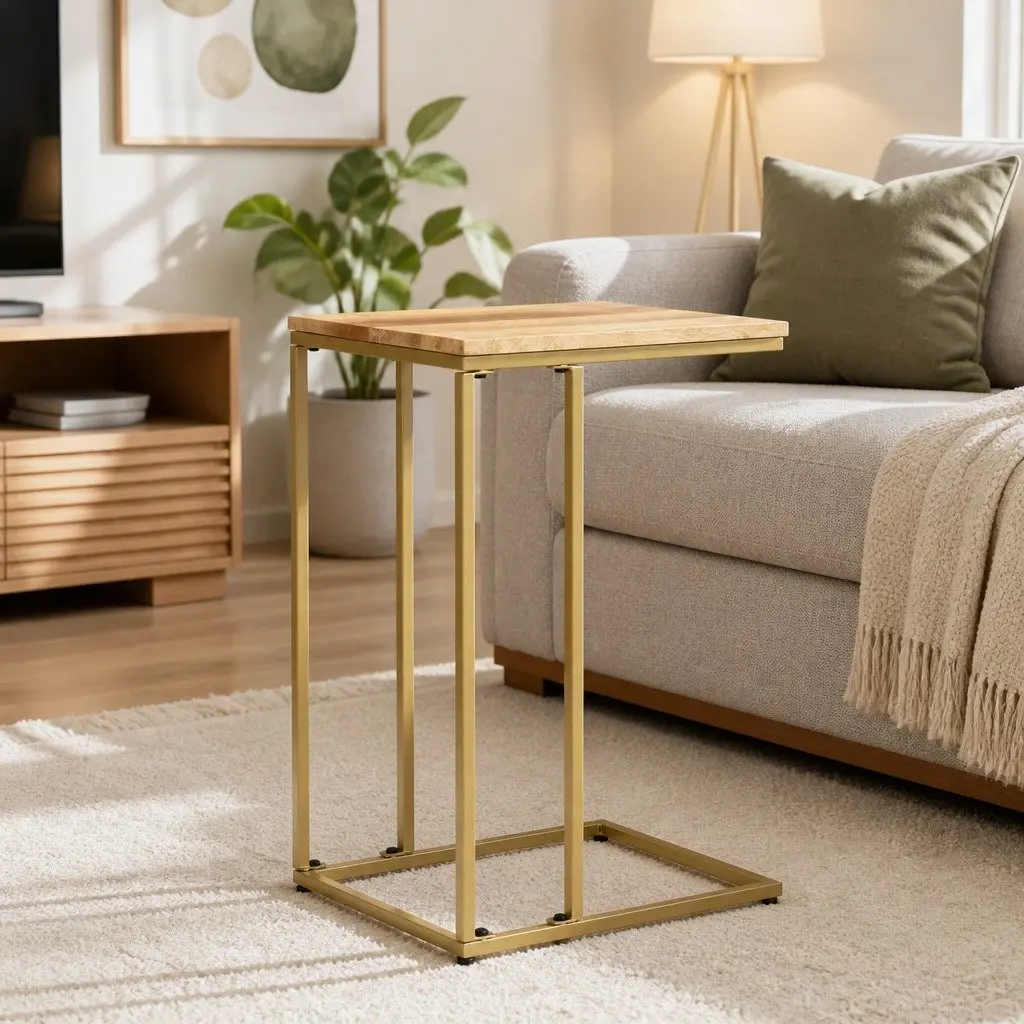 Side Table 35x45x65cm Brown Wood Living Room Accent Furniture End Table