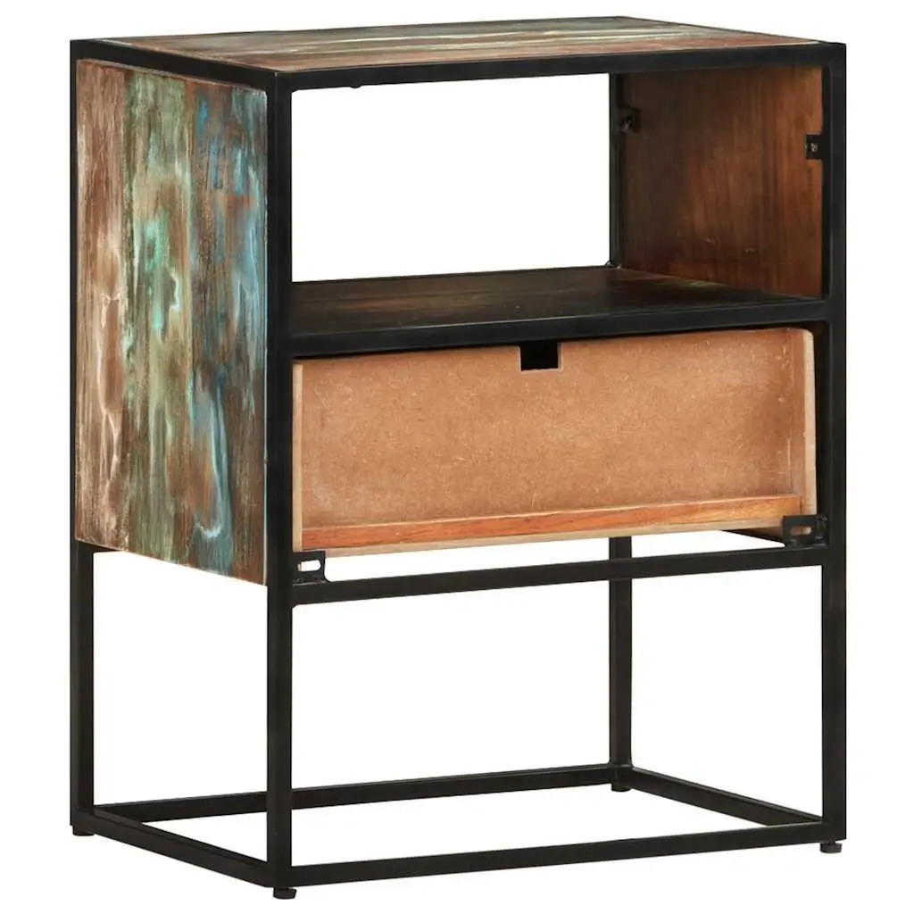 Bedside Table Nightstand 40x30x50cm Solid Reclaimed Wood Multicolour with Drawer