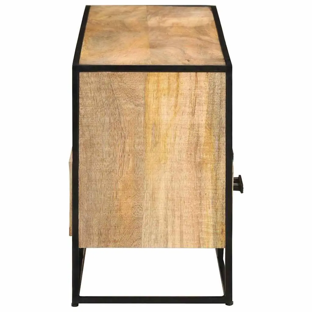 TV Cabinet Rustic Industrial 110x30x45 cm Brown Rough Mango Wood with 3 Drawers and 3 Shelves