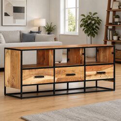 Solid Acacia TV Cabinet: Practical Storage Solution