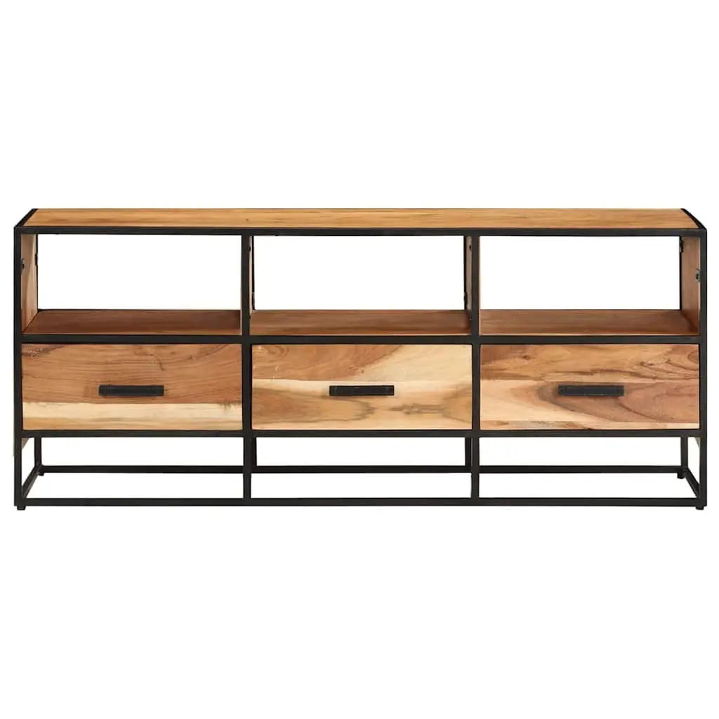 TV Cabinet 110x30x45cm Solid Acacia Wood Drawers Shelves Sideboard Brown