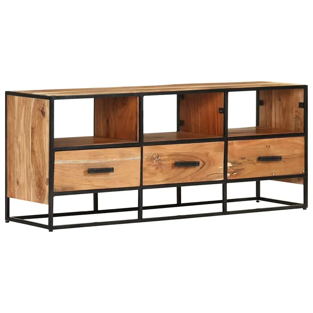 TV Cabinet 110x30x45cm Solid Acacia Wood Drawers Shelves Sideboard Brown