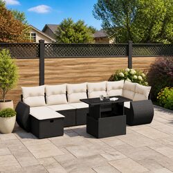 Comfortable and Durable 8 Piece Black Garden Sofa Set