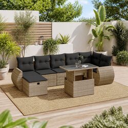 Comfortable and Affordable 8-Piece Grey Patio Sofa Set