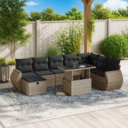 Comfortable 9-Piece Outdoor Sofa Set in Grey