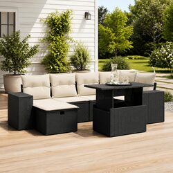 Comfortable 7 Piece Black Garden Sofa Set for Value Seekers