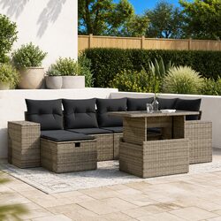 Reliable 7-Piece Grey Garden Sofa Set for Outdoor Comfort