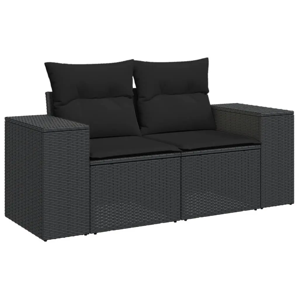 Garden Sofa Set 8 Piece Outdoor Furniture Patio Seating Black Poly Rattan