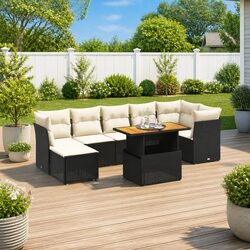 Comfortable 8-Piece Black Sofa Set - Durable & Practical