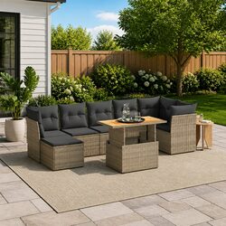 Comfortable 8-Piece Garden Lounge Set in Grey