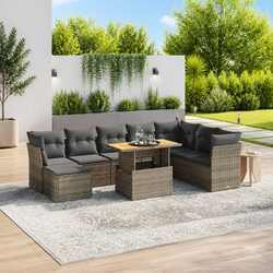Reliable 9-Piece Grey Garden Sofa Set with Comfort