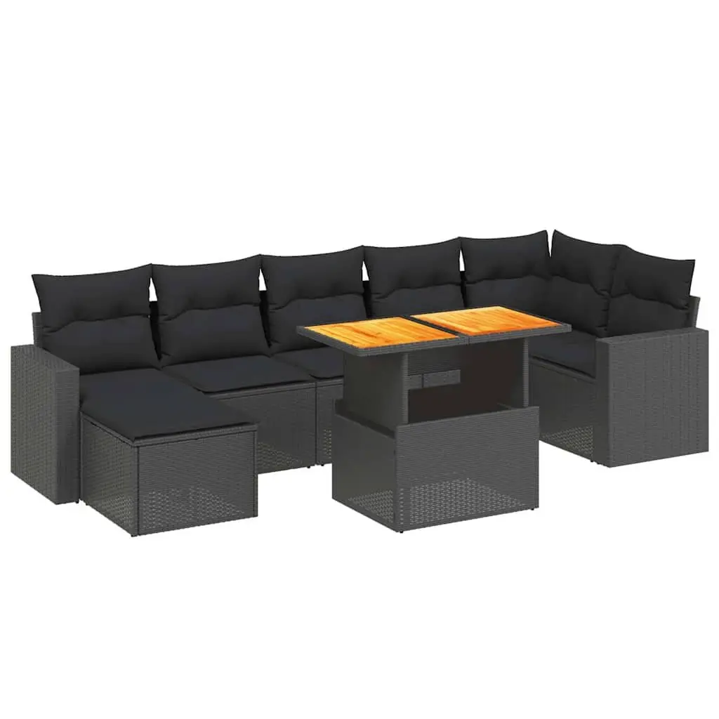 Garden Sofa Set 8 Piece Outdoor Furniture Patio Sectional Cushions Black