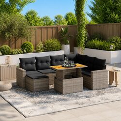 Garden Sofa Set 8 Piece Outdoor Furniture Grey Poly Rattan Modular Patio Lounge