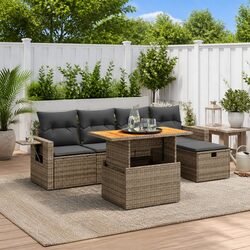 Comfortable and Affordable 6 Piece Outdoor Sofa Set in Grey