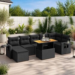 Comfortable 8 Piece Garden Sofa Set with Cushions