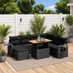 Comfortable 8 Piece Modular Outdoor Sofa Set in Black