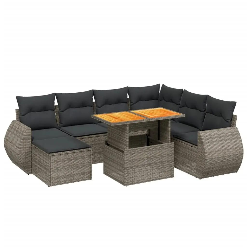 Garden Sofa Set 8 Piece Outdoor Furniture Patio Grey Poly Rattan Modular Seating
