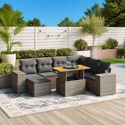 Affordable 8 Piece Grey Rattan Sofa Set for Relaxation