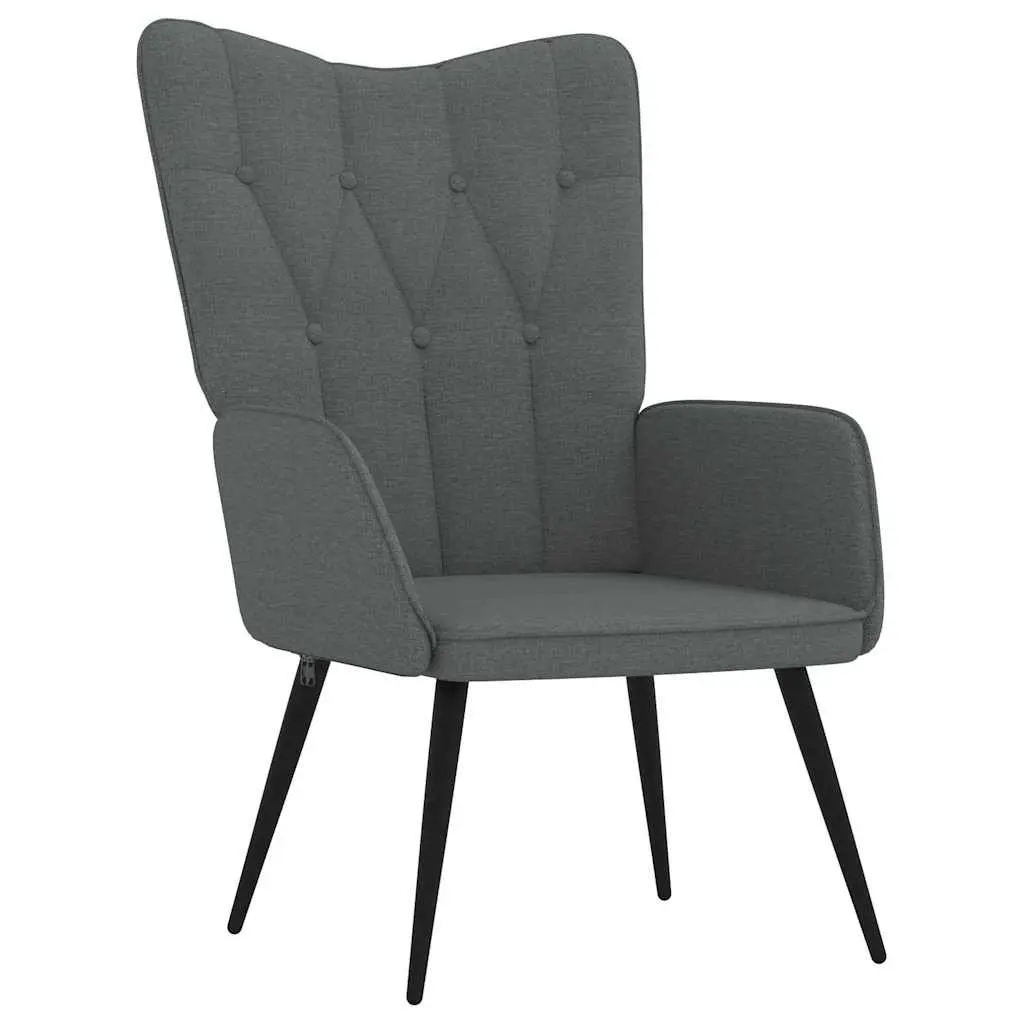 Armchair Lounge Chair Dark Grey Fabric with Stool