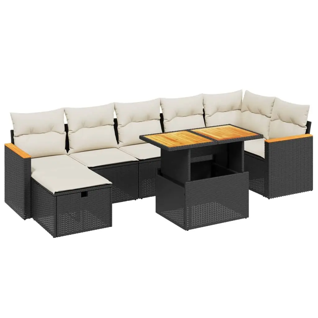Garden Sofa Set 8 Piece Outdoor Furniture Black Poly Rattan Patio Modular Lounge
