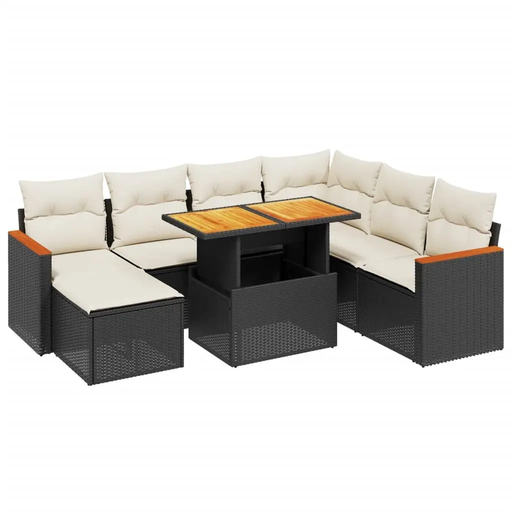 Garden Sofa Set 8 Piece Outdoor Furniture Patio Poly Rattan Black Modular