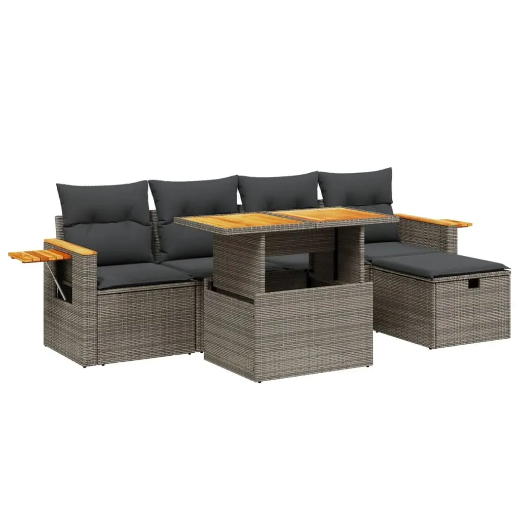 6 Piece Modular Garden Sofa Set in Grey