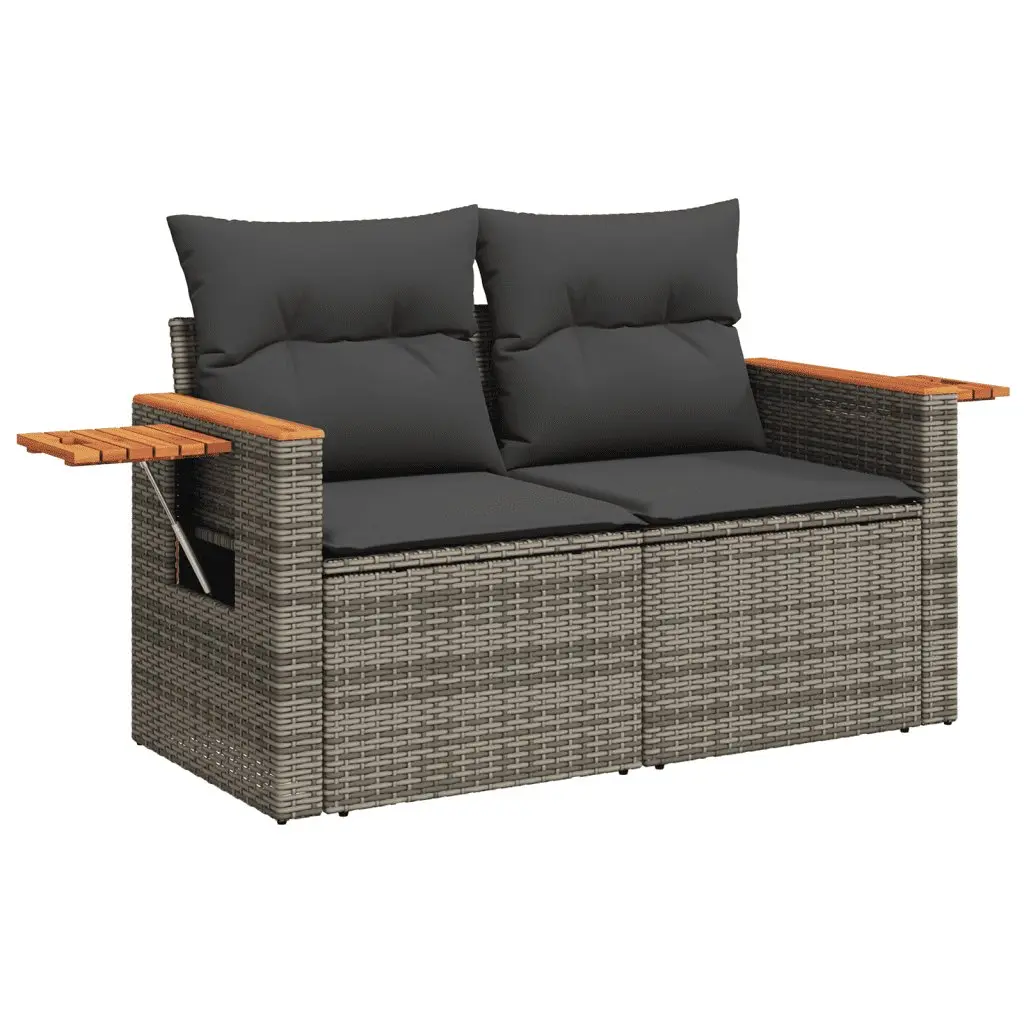8 Piece Garden Sofa Set Grey Poly Rattan Outdoor Patio Furniture