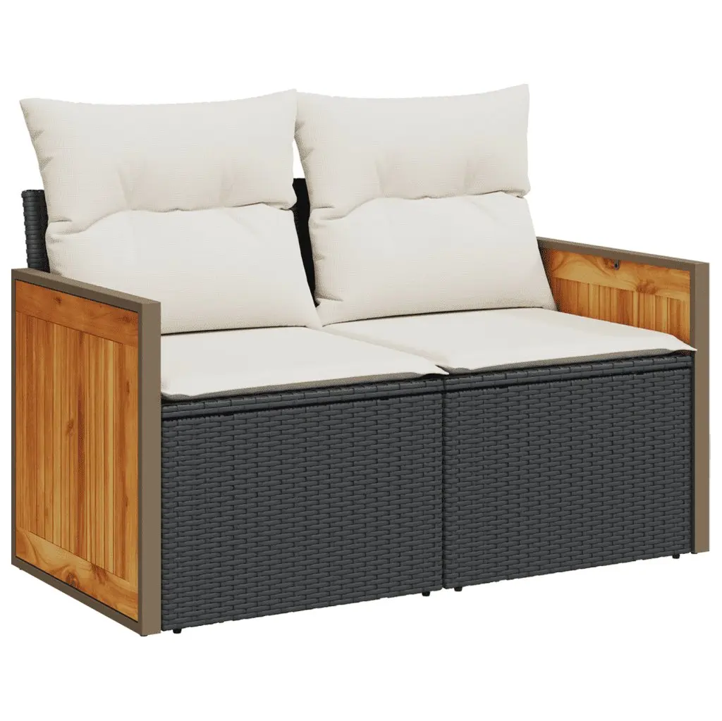 Garden Sofa Set 6 Piece Outdoor Furniture Patio Black Poly Rattan Modular Lounge