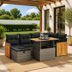 Reliable Grey 7 Piece Garden Sofa Set for Outdoor Comfort