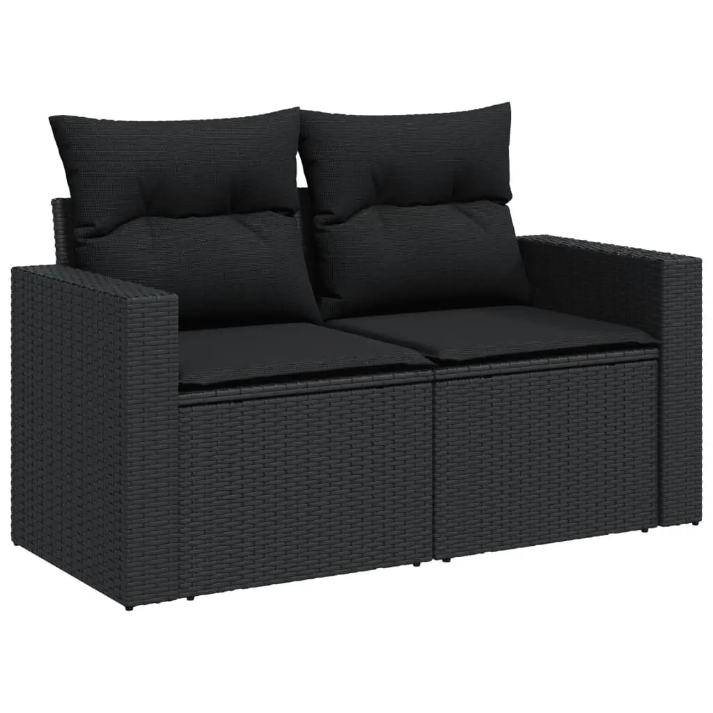 11 Piece Black Patio Furniture Set for Outdoor Garden Sofa with Cushions and Adjustable Table