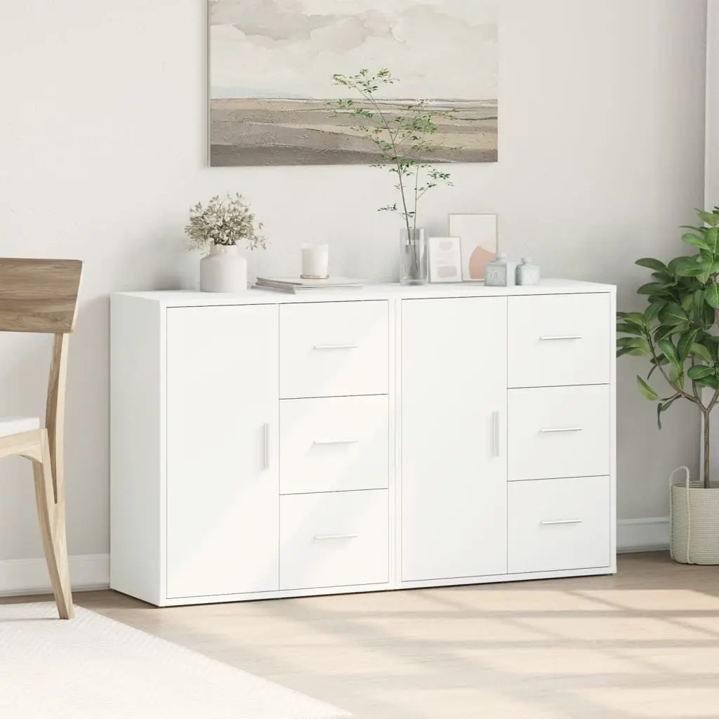 Sideboard Cabinet Storage Furniture Engineered Wood White 60x31x70 cm Set of 2