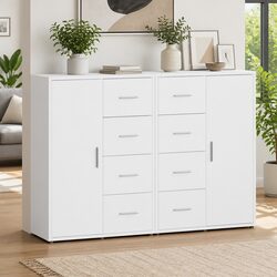 Practical White Sideboard Storage Cabinet Set of 2