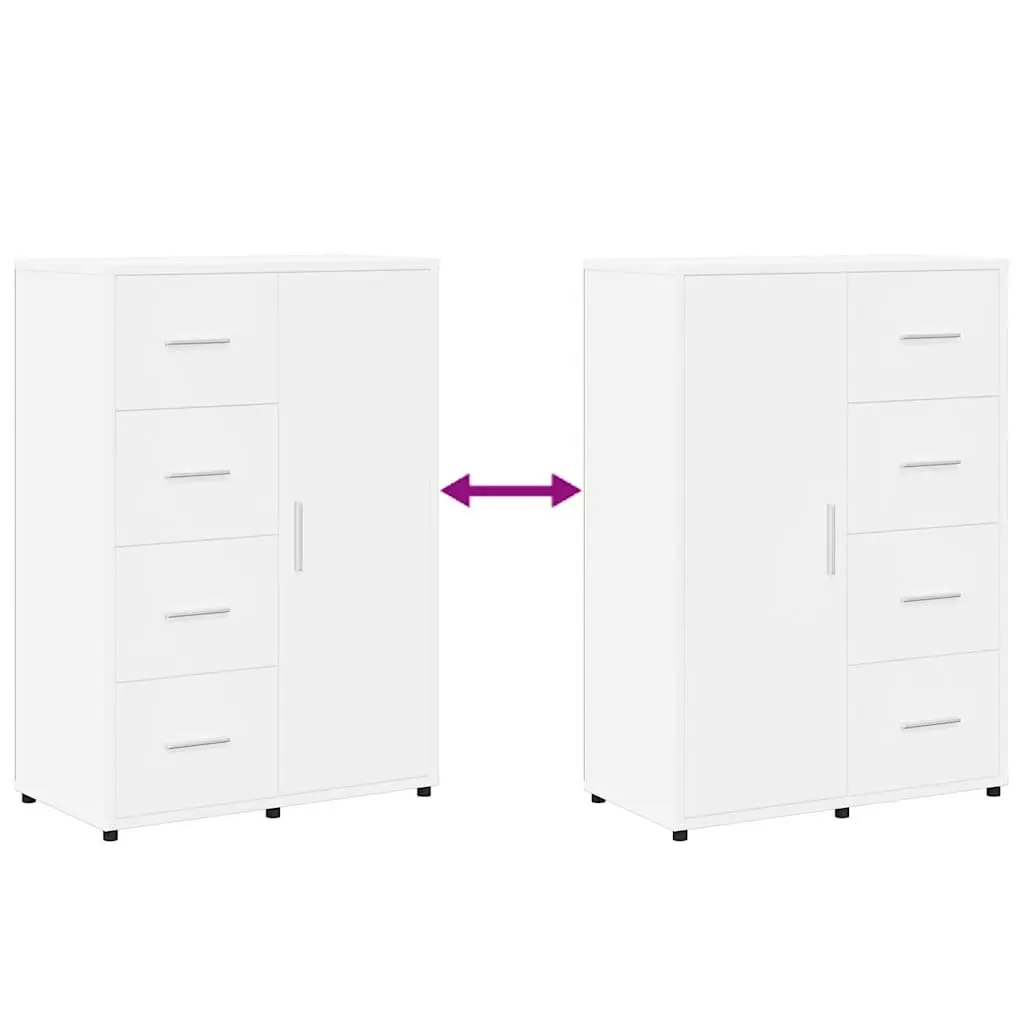 Sideboard Storage Cabinet 60x31x84 cm White Engineered Wood Set of 2