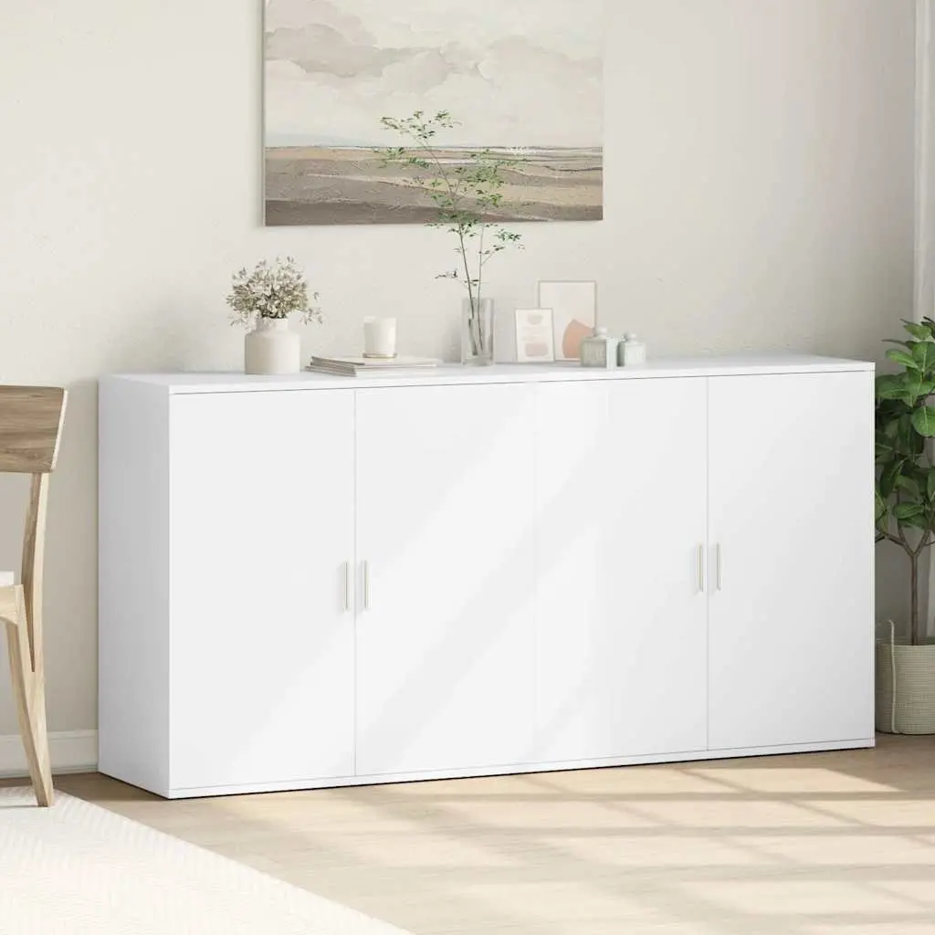 Sideboard Cabinet Storage Buffet 79x38x80 cm White 2 Piece Engineered Wood
