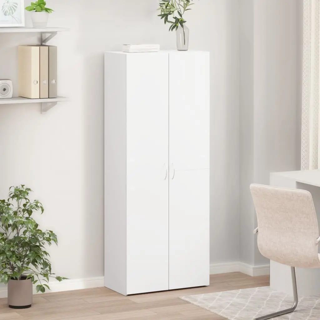 File Cabinet White 4 Compartment Storage Engineered Wood Office Furniture