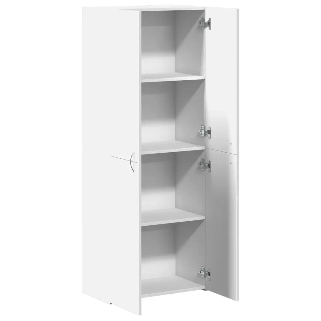 File Cabinet White 4 Compartment Storage Engineered Wood Office Furniture