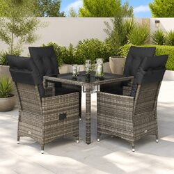 Comfortable 5 Piece Garden Dining Set - Grey Rattan