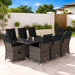Comfort Meets Value: 9-Piece Grey Outdoor Dining Set