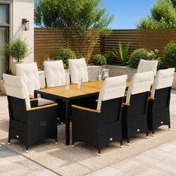 Reliable 9 Piece Black Outdoor Dining Set with Comfort